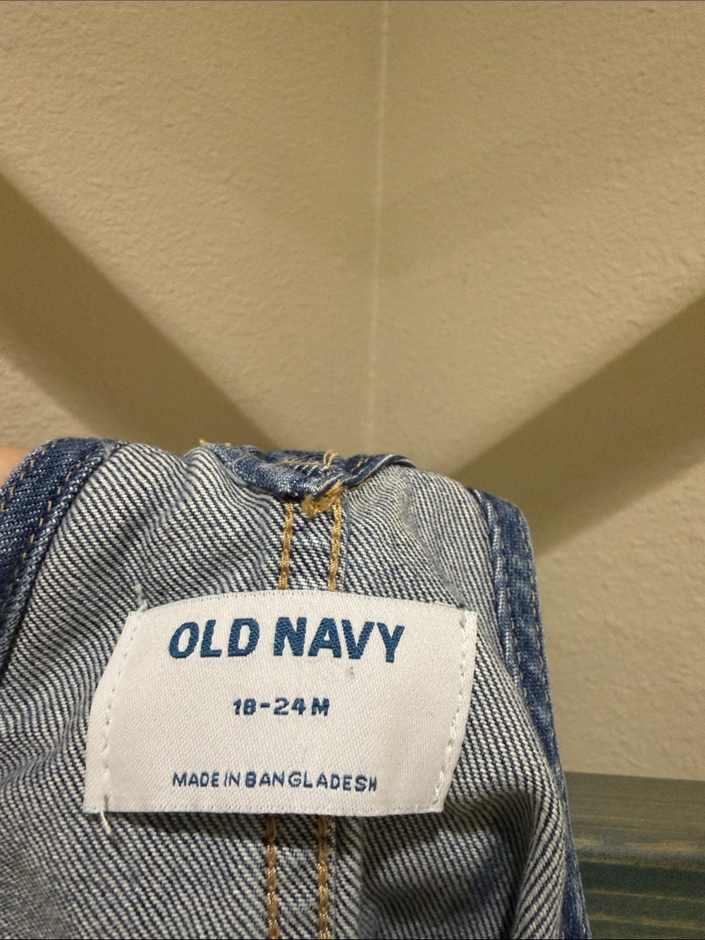 Old Navy Dark Blue Denim Overall Dress with Floral Embroidery - Picture 4 of 4